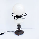 1960s Mid century modern copper table lamp, kerosene lamp, Poland