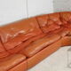 Flexible sofa, orange vinyl and foam, France, circa 1970