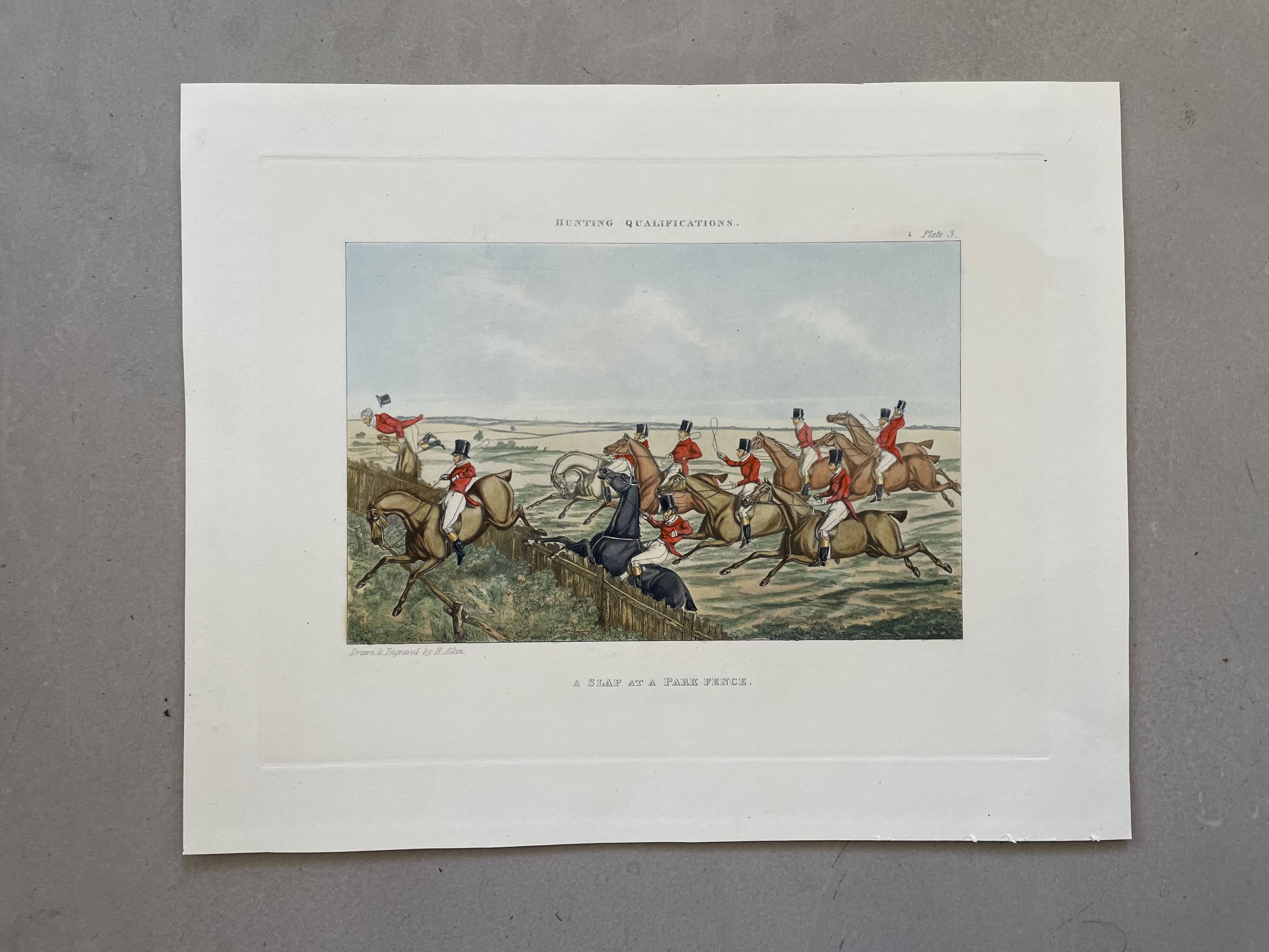 Old English engraving / court hunting