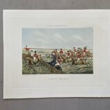 Old English engraving / court hunting