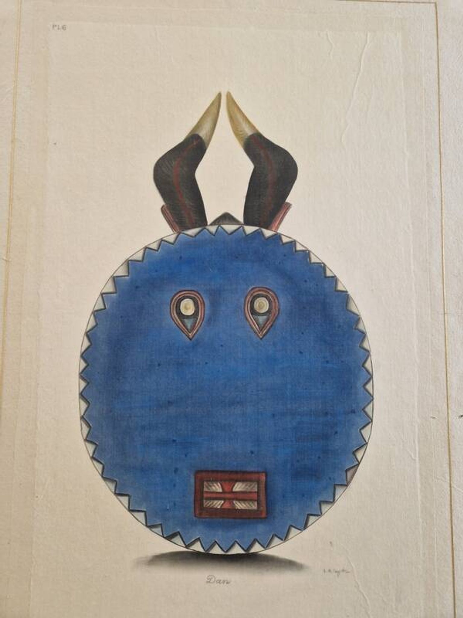 La Roche Laffitte (Born in 1943) - Watercolour drawing on silk - Dan mask