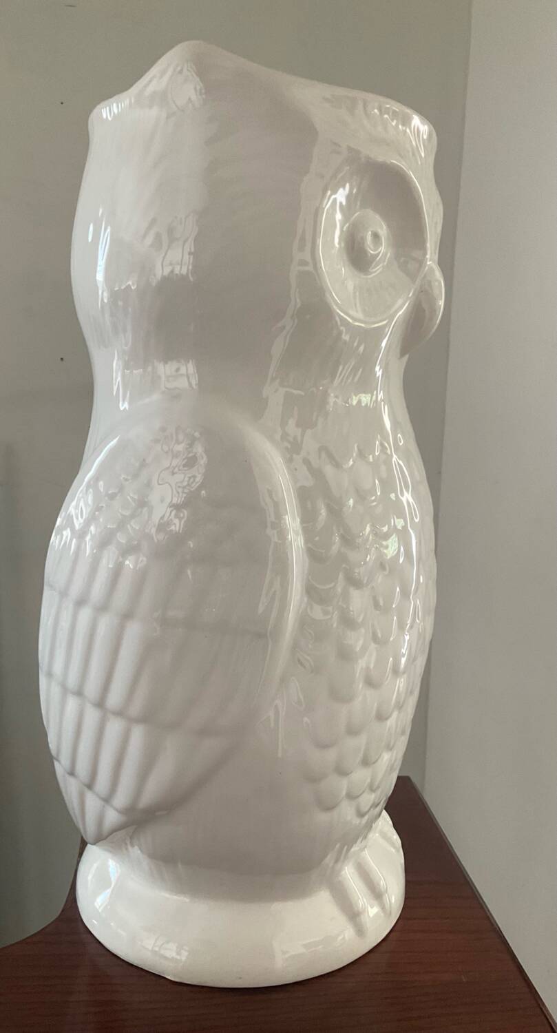 Vintage glazed ceramic owl umbrella stand