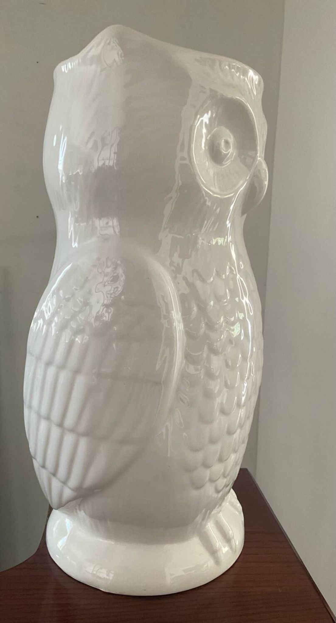 Vintage glazed ceramic owl umbrella stand