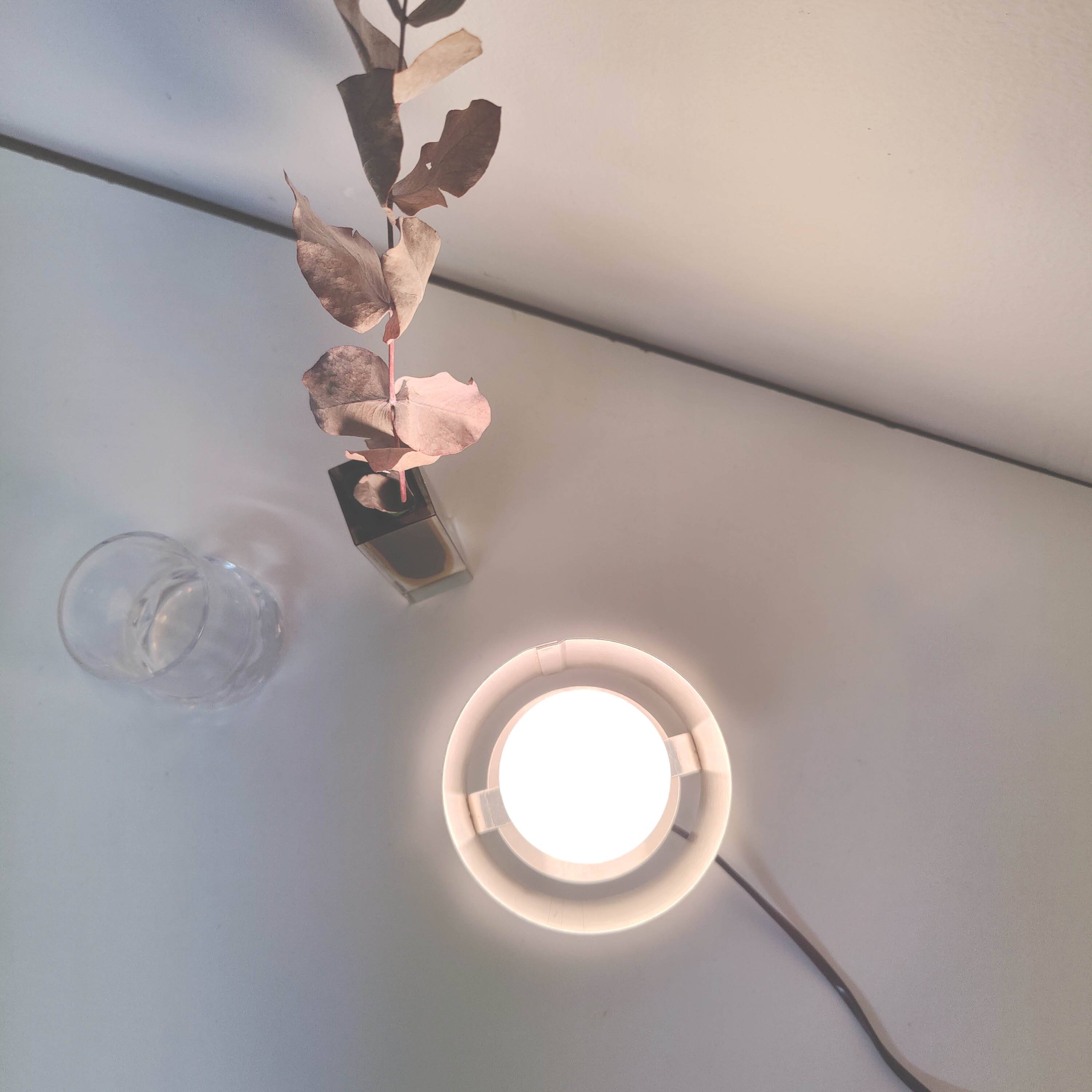 70s stainless steel table lamp geometric shapes