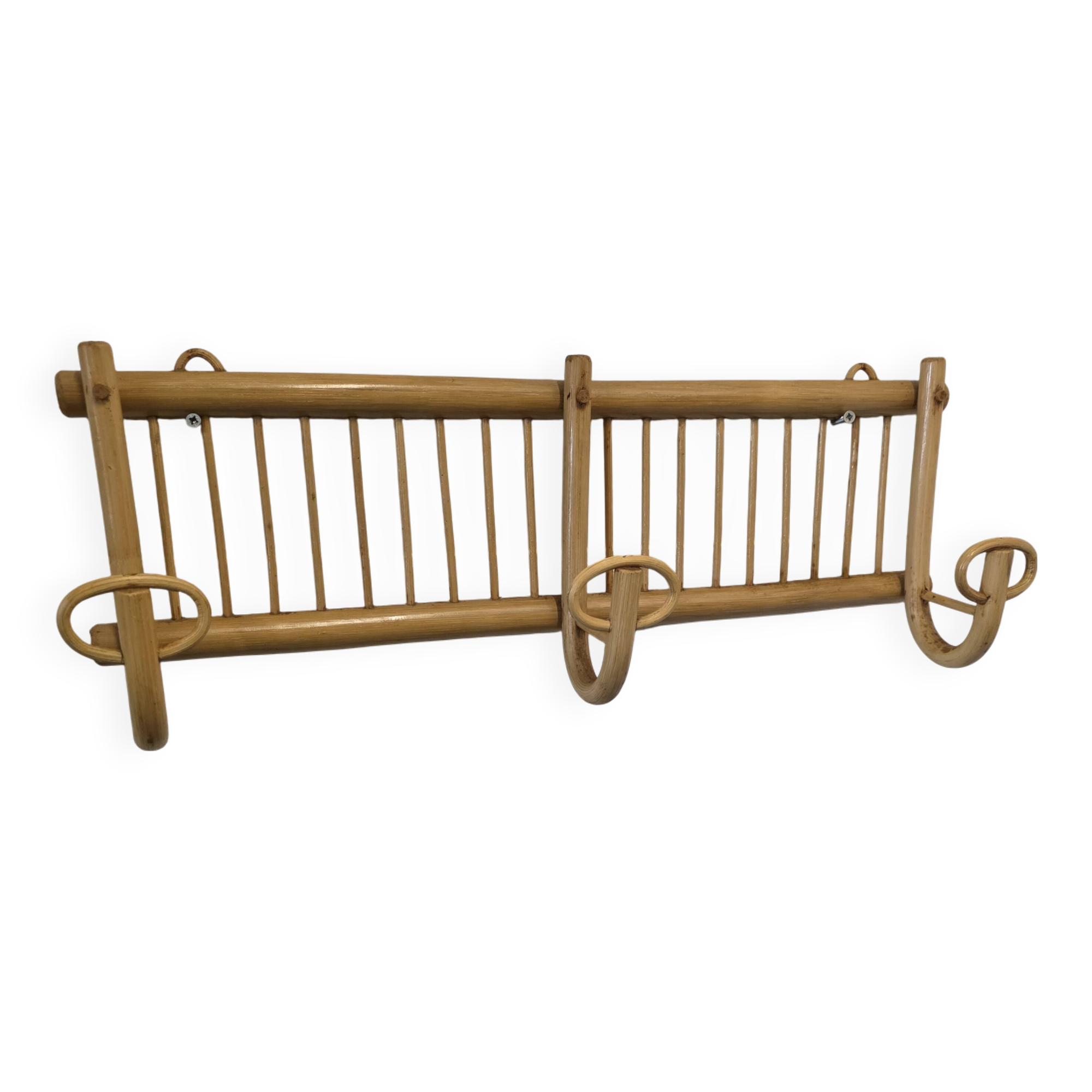 Vintage rattan coat rack