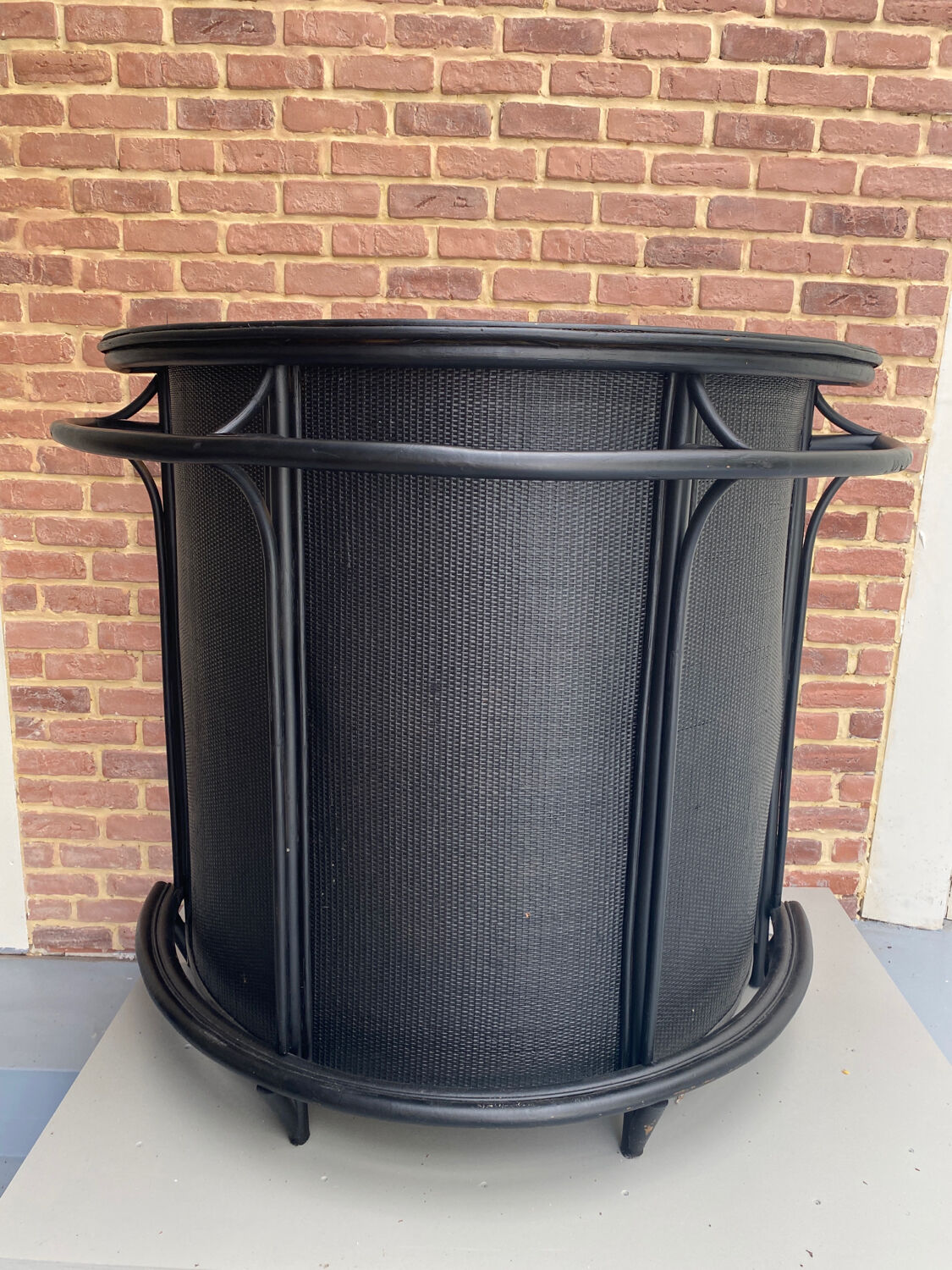 Vintage black rattan bar