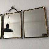 Gold vintage triptych barber mirror, 1920, 27x66cm