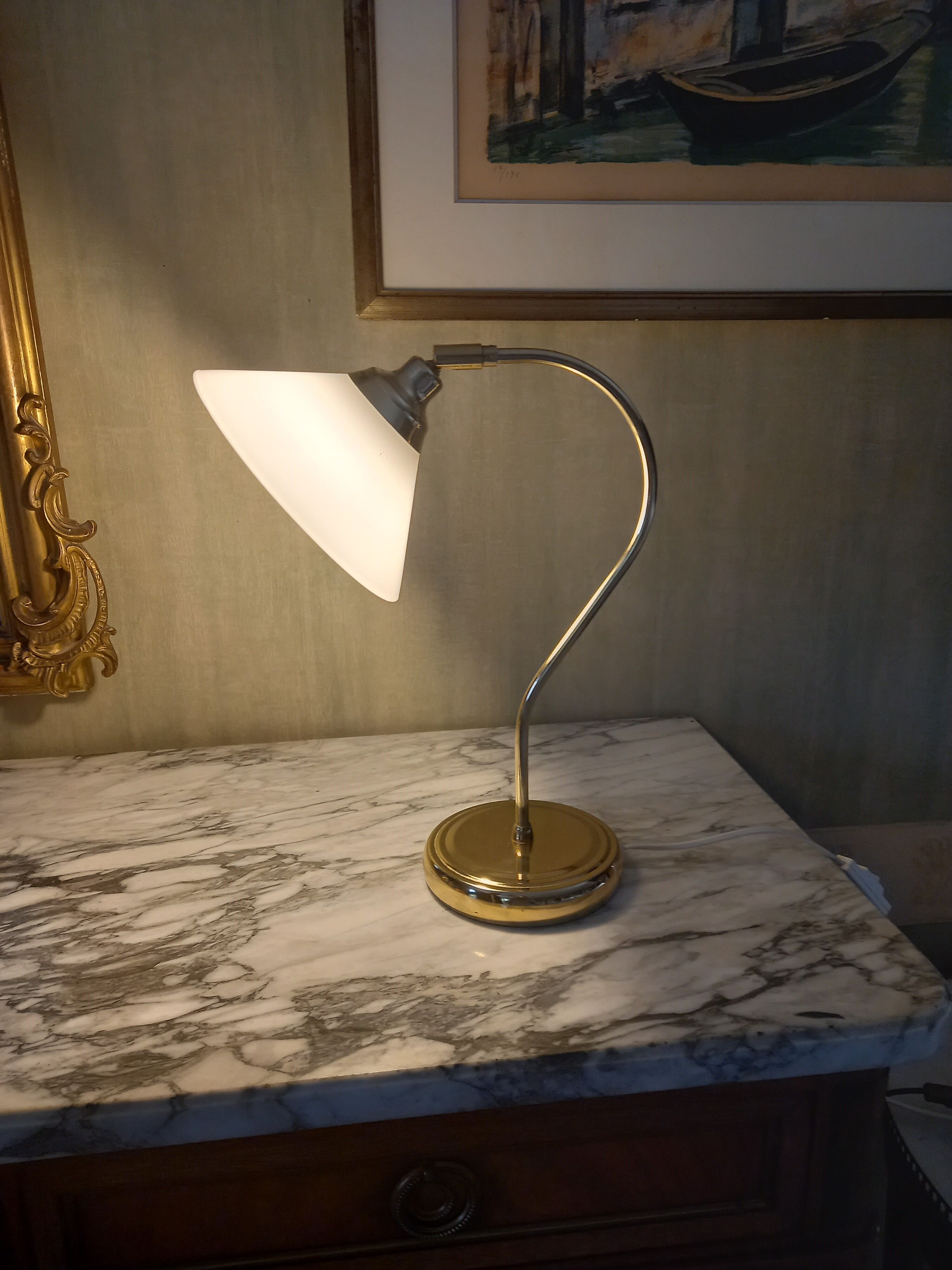 Lampe vintage opaline