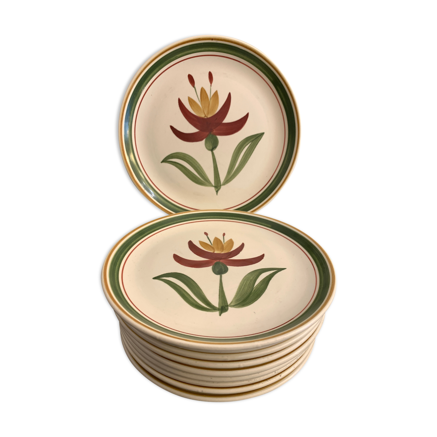 10 Longchamp dessert plates, floral model