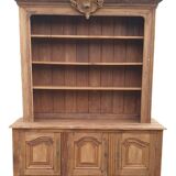 Natural wood bookcase with 3 doors and shelves