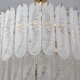 Lustre à six étages de style Venini, en verre de Murano Graniglia et laiton, années 1970