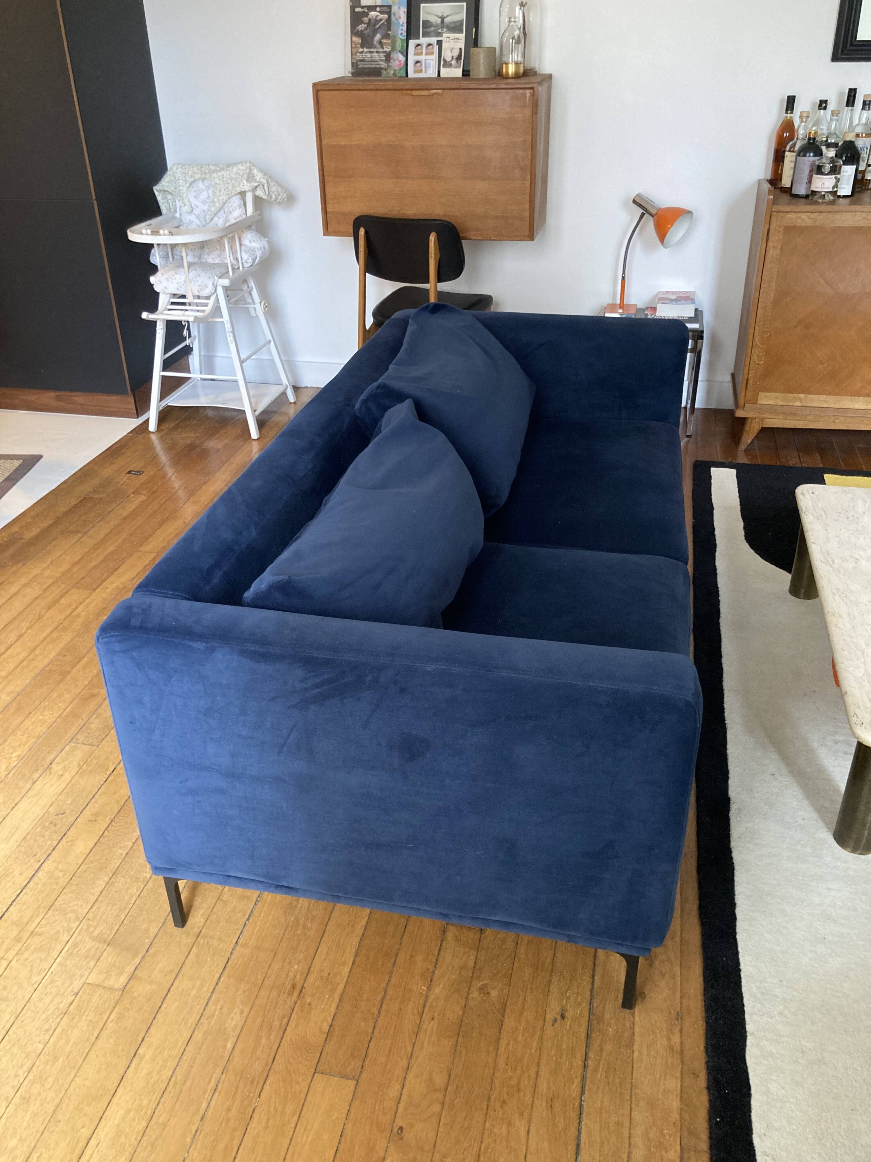 Made sofa, petrol blue/navy – 3-seater (L186 cm)