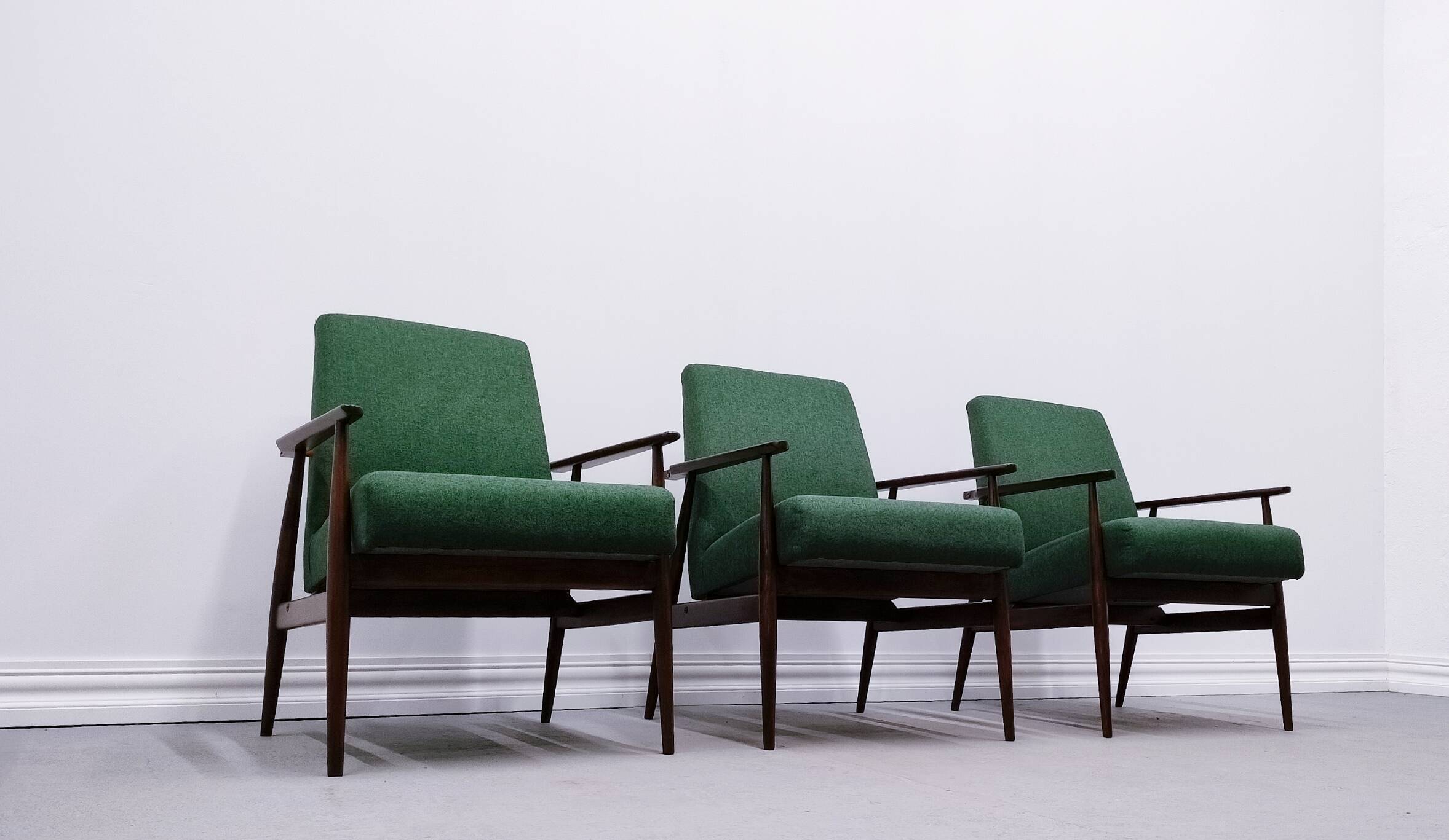 1960 Henryk Lis Mid Century Armchair in Green Tweed