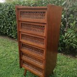Wood and rattan chest of drawers
