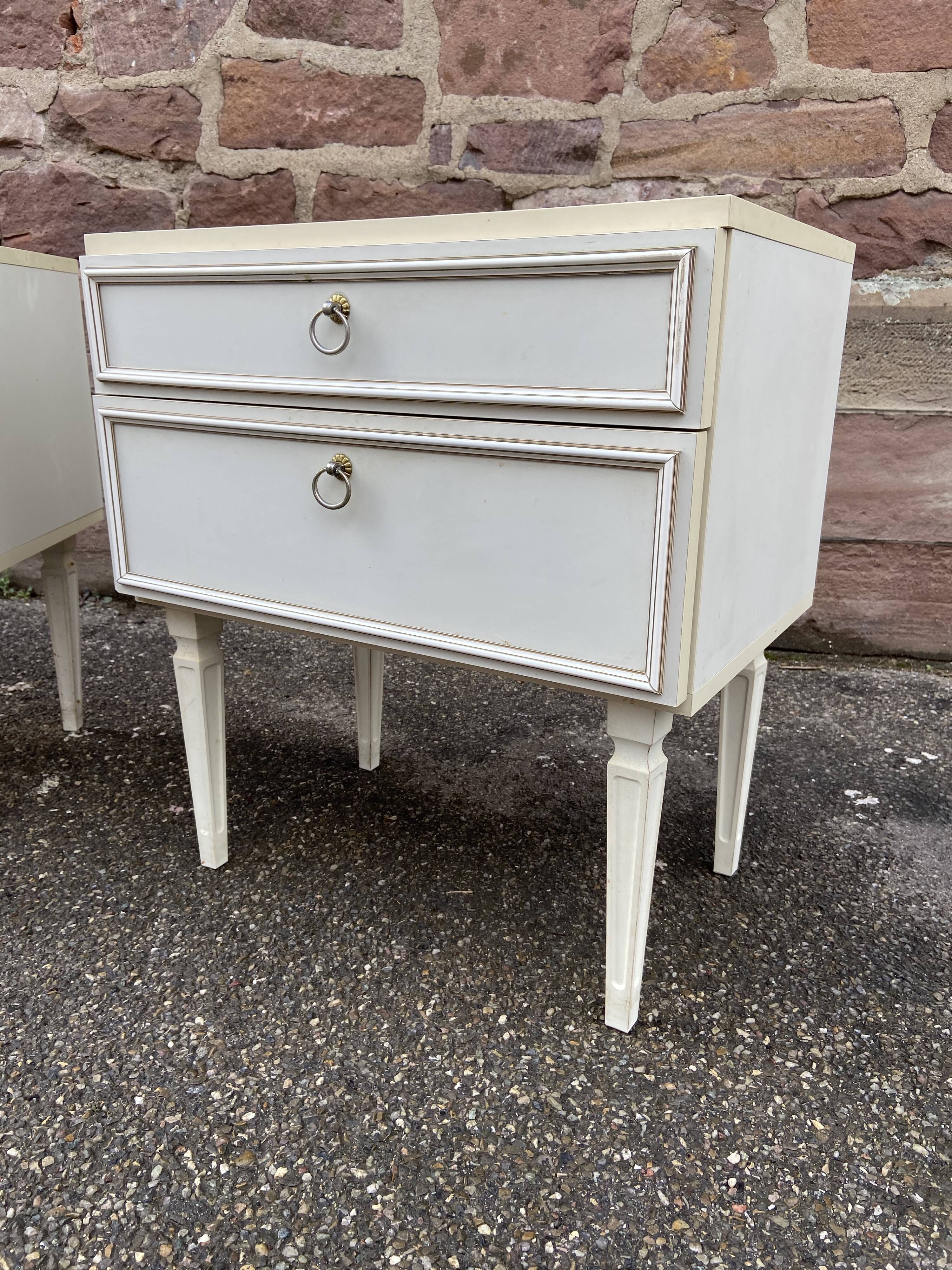 Vintage 1970 Neo Louis XVI bedside pair