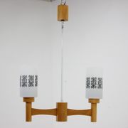 1980s wood and glass pendant light, Czechoslovakia