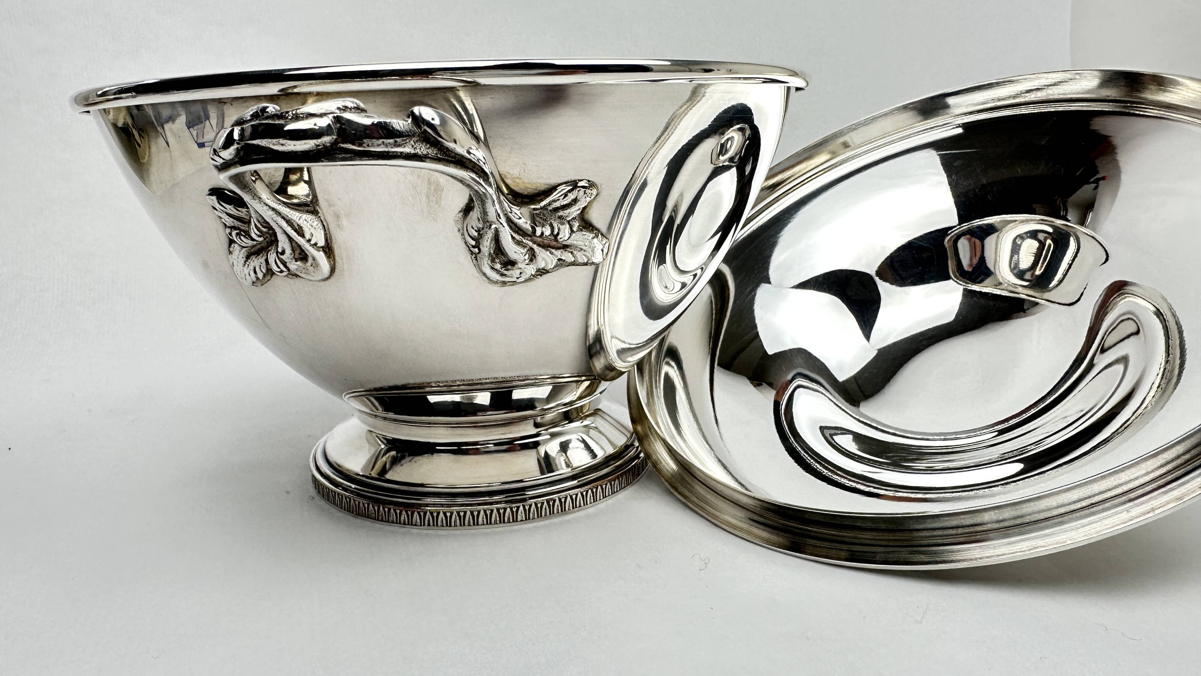 Vegetable Dish, Silver Metal Soup Tureen, Empire Style, Malmaison