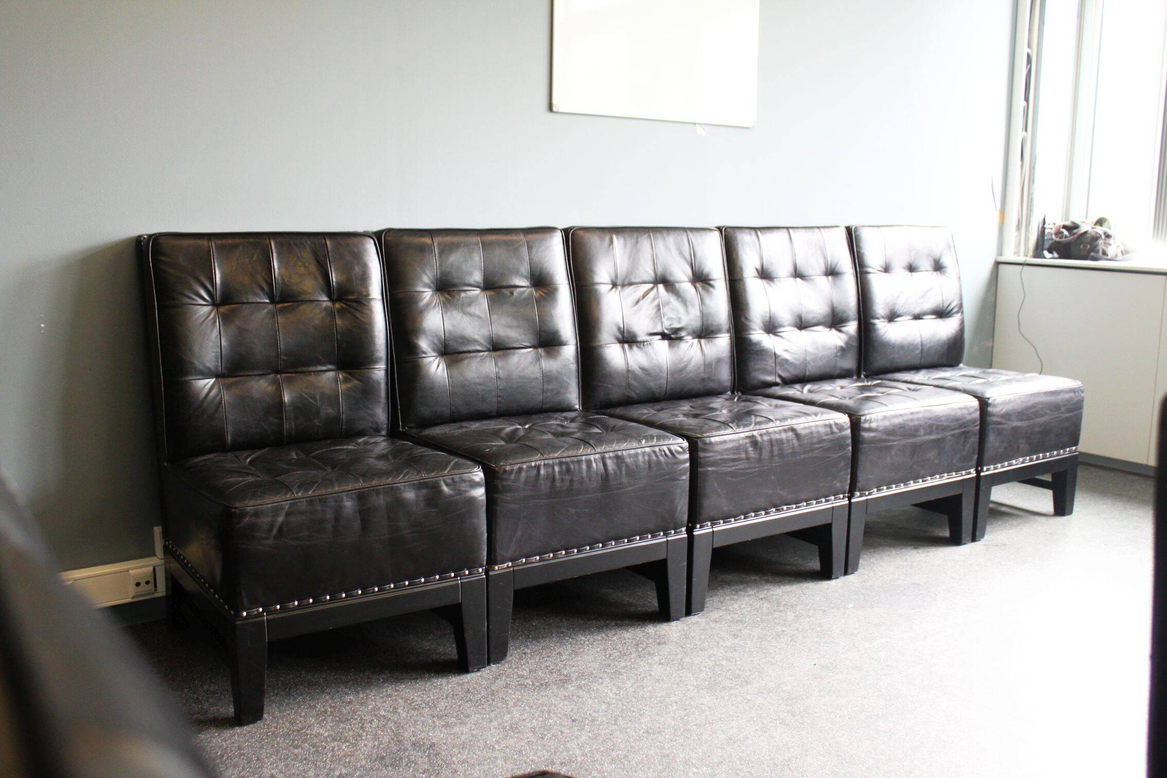 Modern black leather armchair, 20th century.
