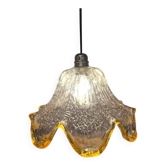 Vintage textured glass pendant attributed to Murano – amber edge – 1970s