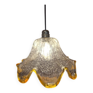 Vintage textured glass pendant attributed to Murano – amber edge – 1970s