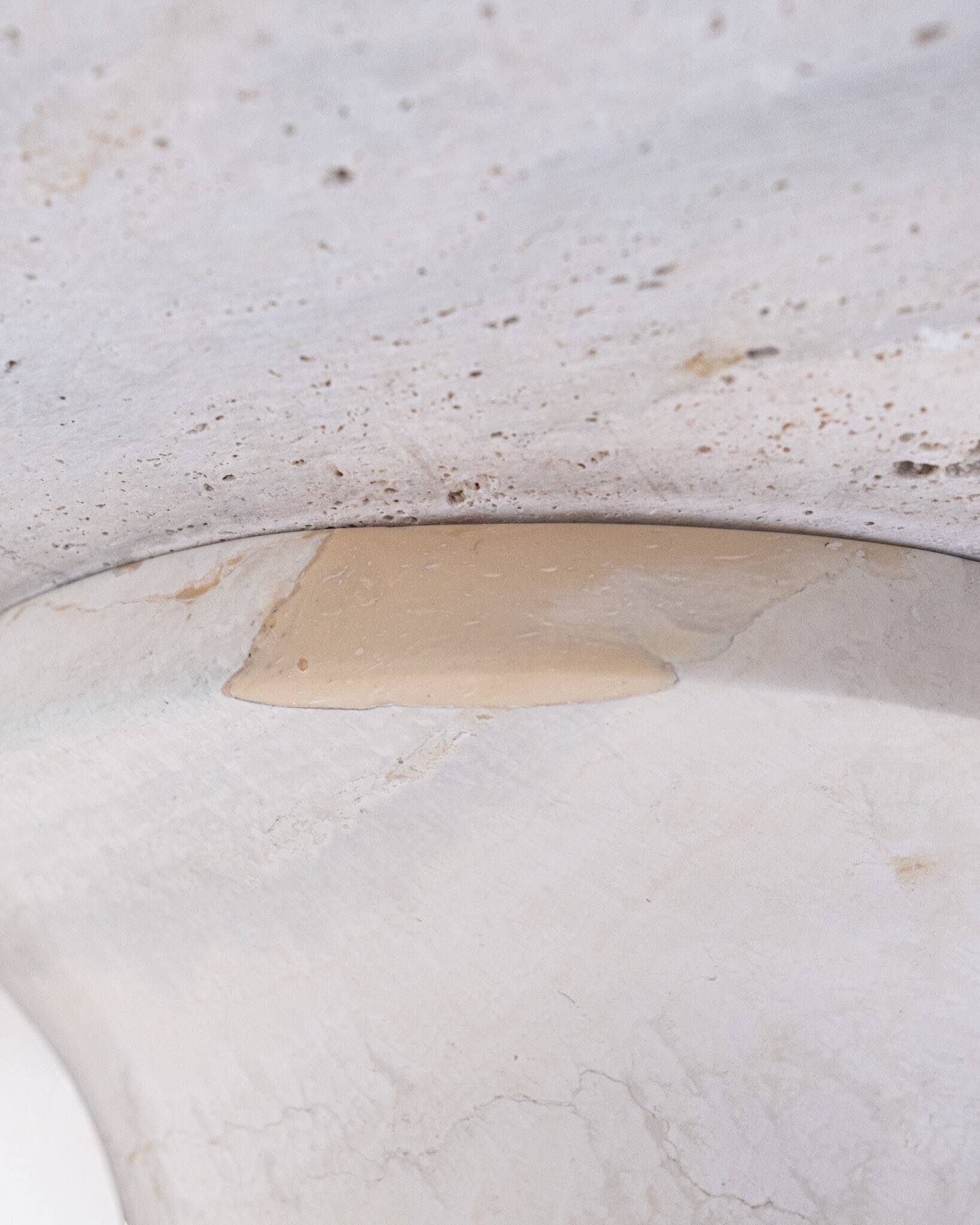 Pedestal dining table in travertine, Stone International, Italy, 1970s