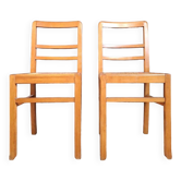 Paire de chaises vintage paillage, meubles sièges anciens
