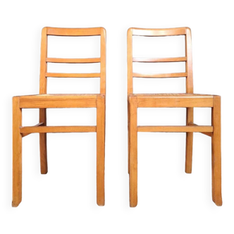 Paire de chaises vintage paillage, meubles sièges anciens