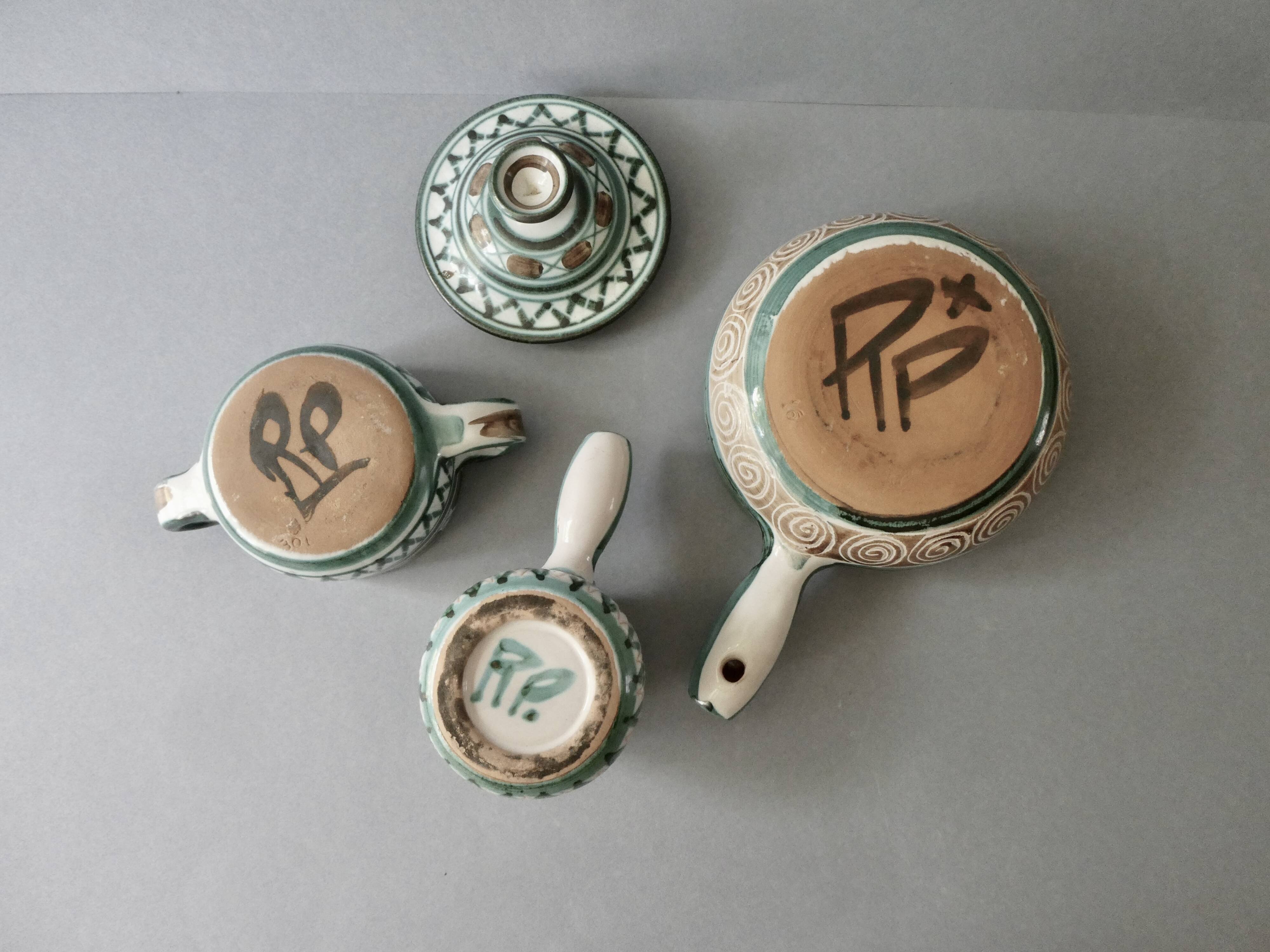 Pots, sucrier en céramique robert picault vallauris
