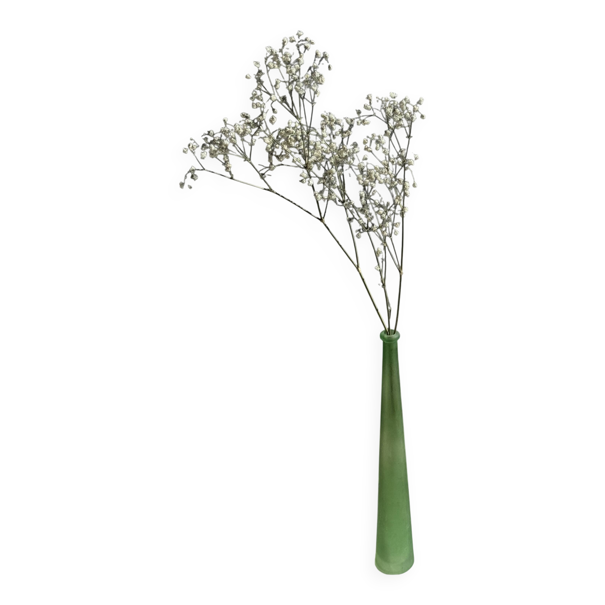 Vintage polished green glass soliflore vase H32