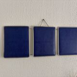 Vintage 1960 triptych mirror barber Mirbel blue Klein lizard imitation - 27