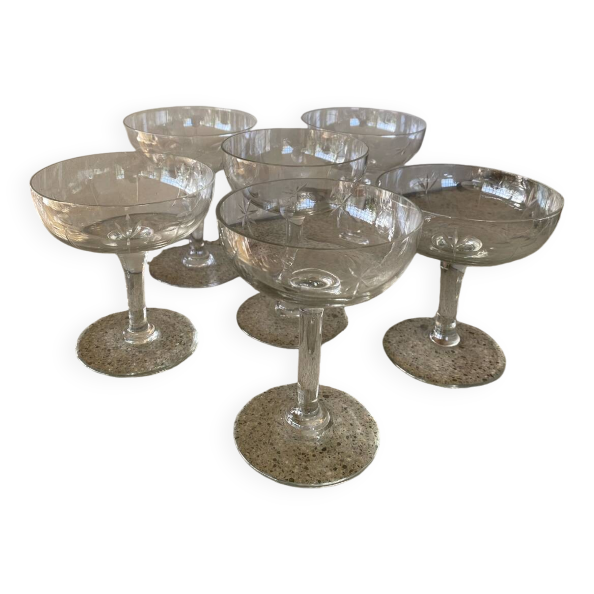 Assortment of 6 champagne glasses