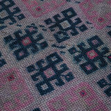 Hand-knotted wool turkish purple runner carpet 95 cm x 406 cm