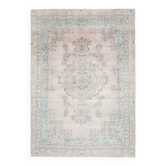 Tapis persan fait main en laine et coton beige 250x355 des années 1970