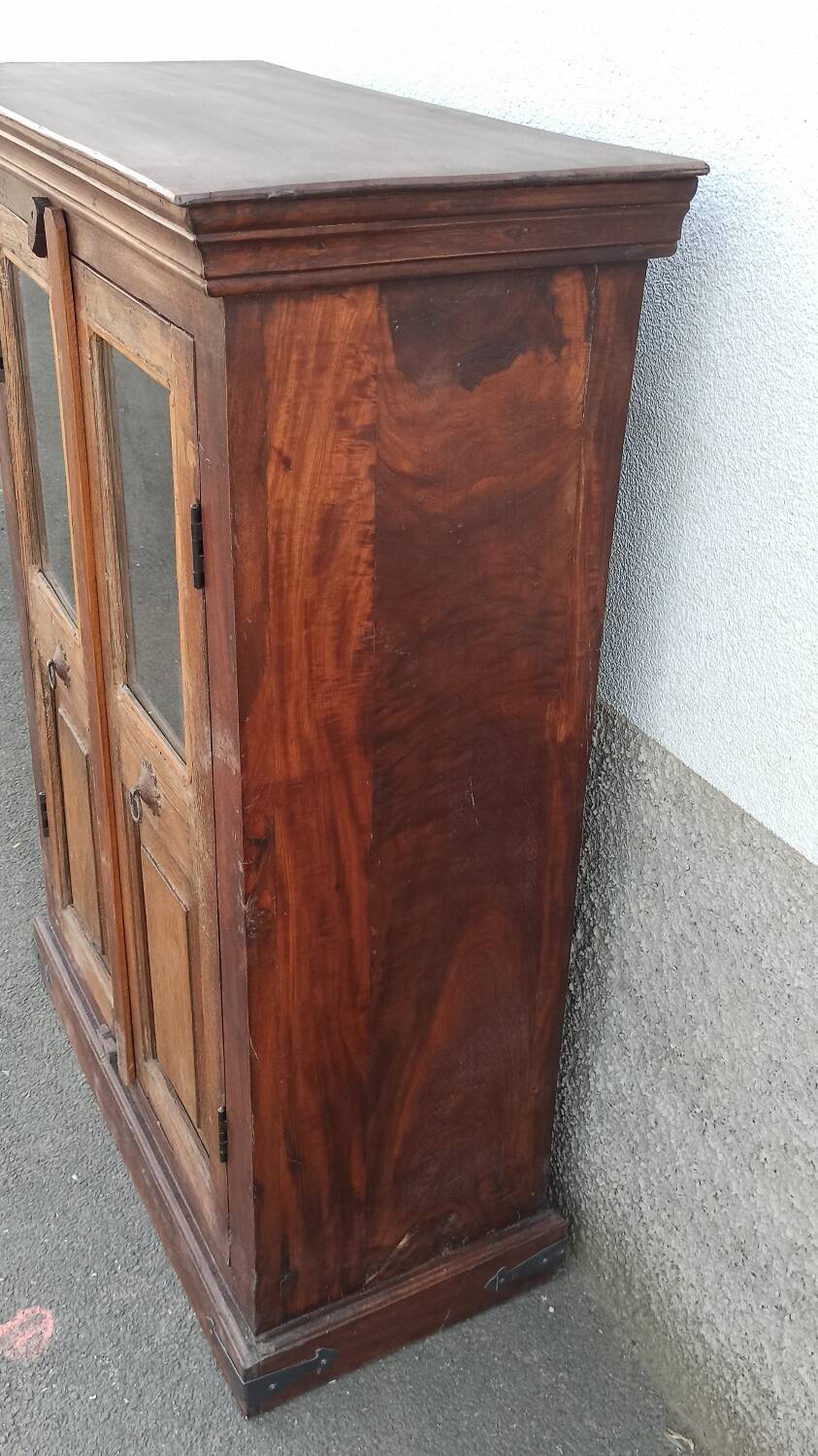 Small glass cabinet in old wood