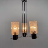 1970s Chrome, Glass & Metal Chandelier, Czechoslovakia