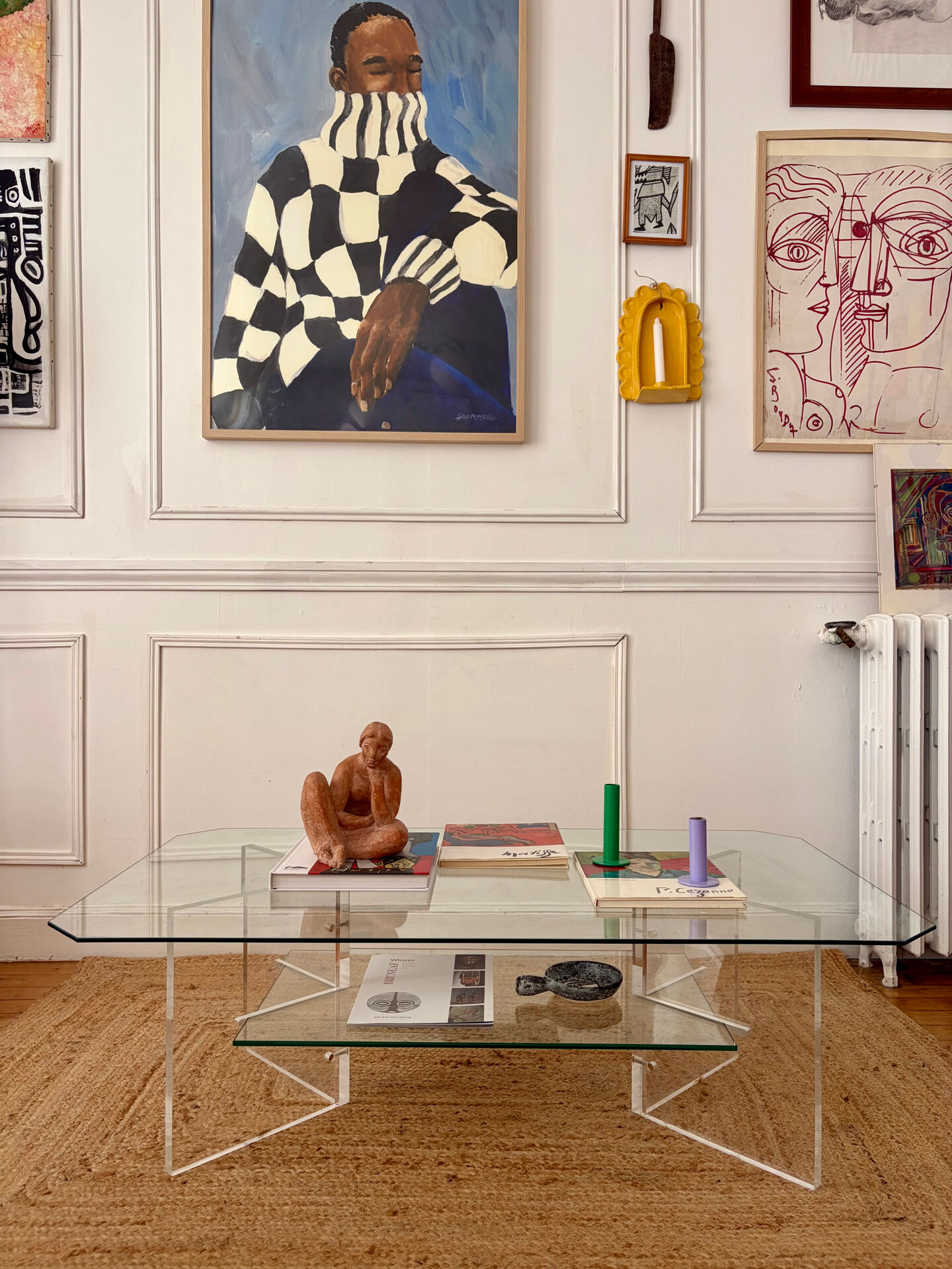 Table basse en Plexiglas et verre vintage 