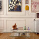 Table basse en Plexiglas et verre vintage 