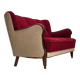 1950s, Danish 3-seater sofa, original red/beige furniture wool.