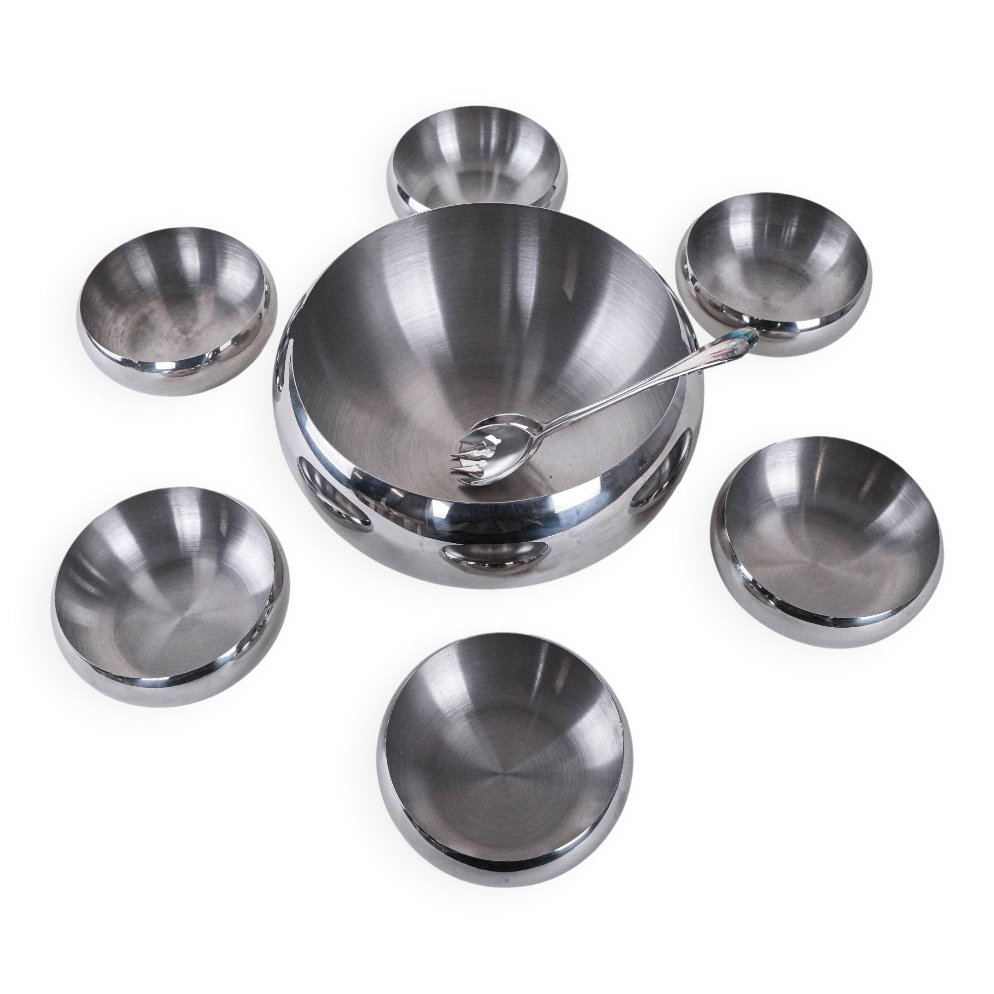 Set of stainless steel bowls, Italian design, 1980s, made in Italy