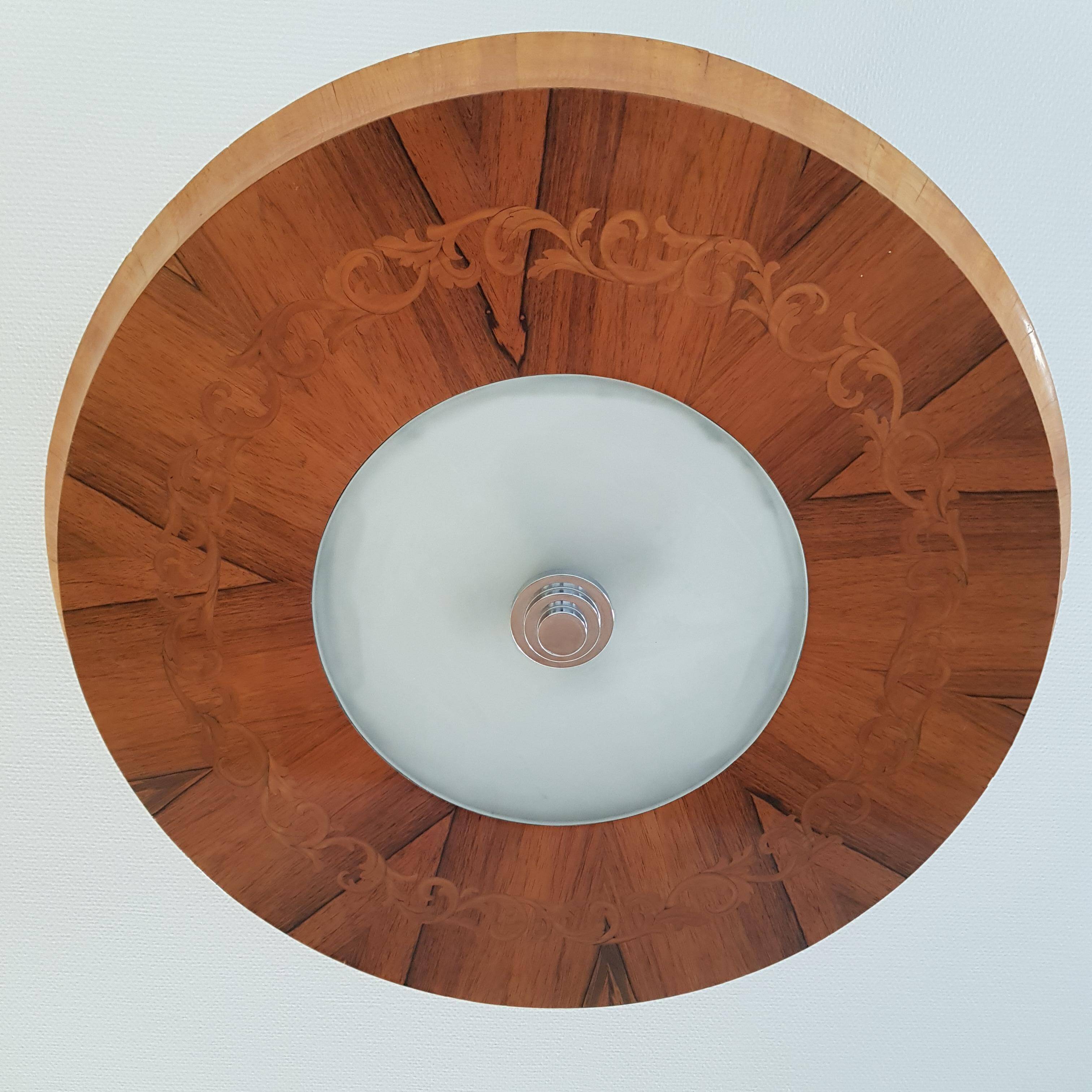 Large recessed lamp with complex floral inlay, Swedish Grace