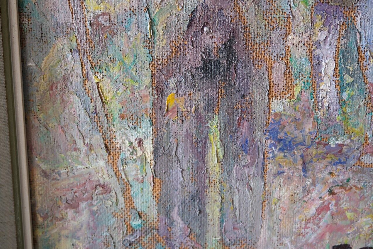 Pal matskassy, hungarian modern painting, 1960s, oil on panel, framed