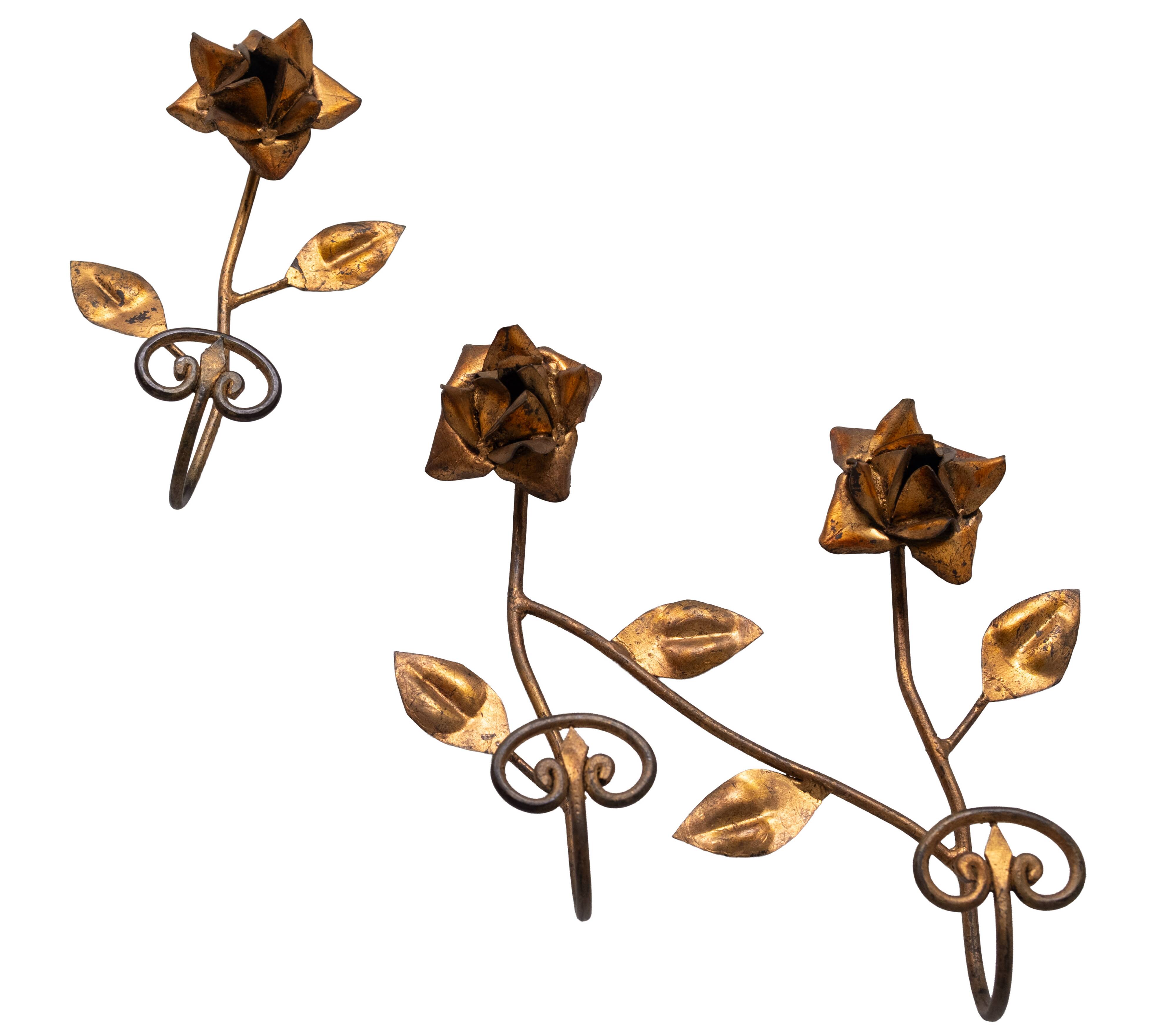 set Gilded Metal wall coat racks 1950s France