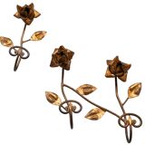 set Gilded Metal wall coat racks 1950s France