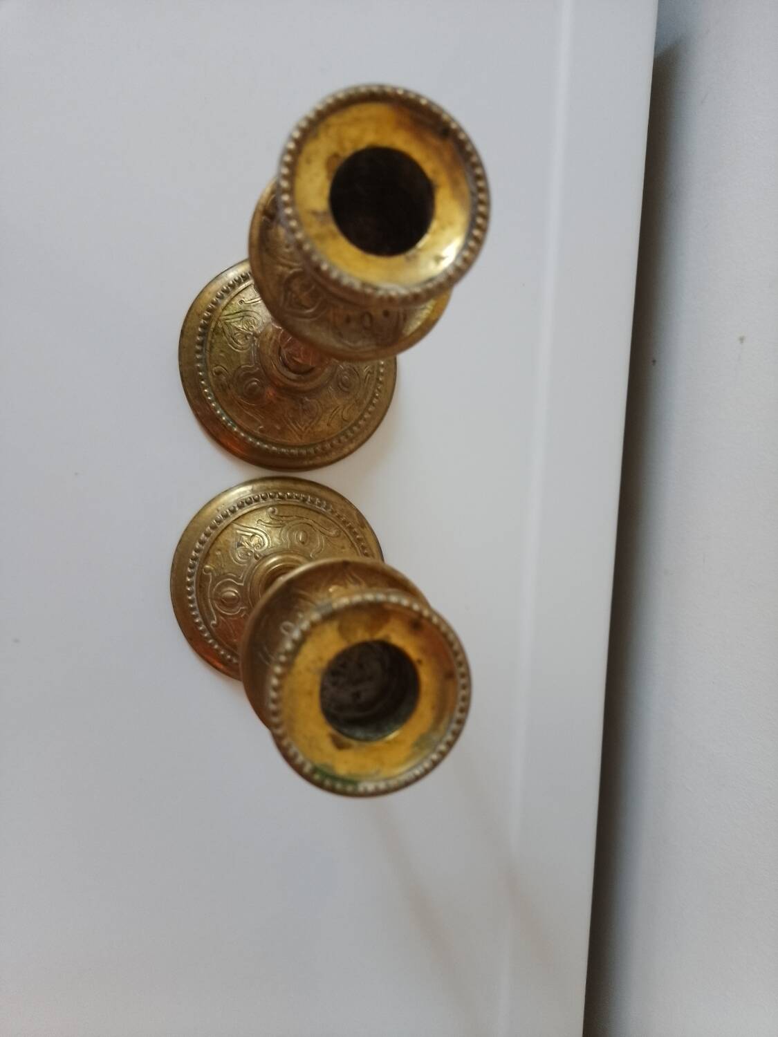 Brass collared candle holders