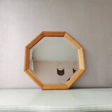 Vintage wooden mirror with cut glass, 80s (54 x 54 cm)