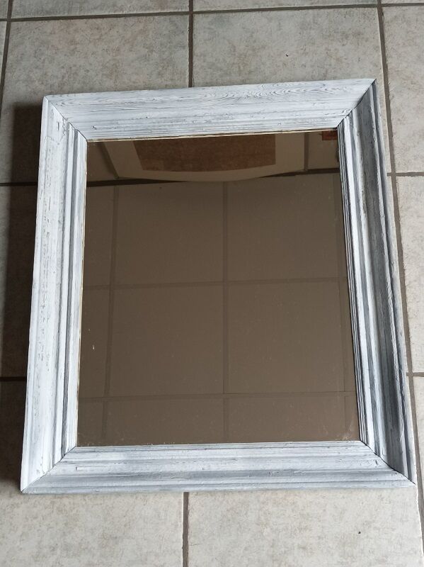 Mirror Patinated white wood frame