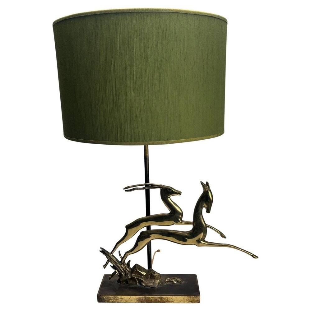 Art Deco Metal Table Lamp, France, 1940s