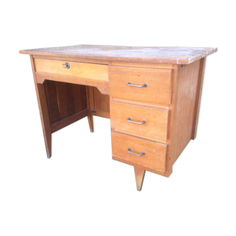 Bureau de secrétaire vintage en chêne pieds compas.