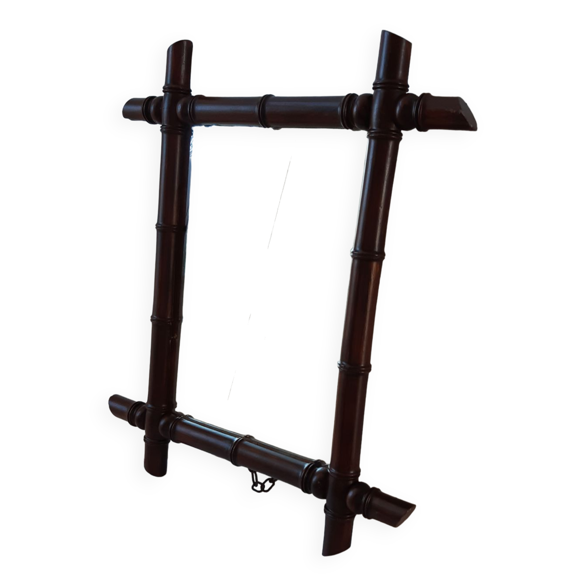 Barber mirror in solid oak bamboo way 30s-40s, 60x50 cm