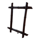 Barber mirror in solid oak bamboo way 30s-40s, 60x50 cm